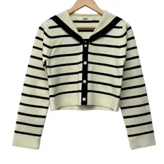 furfur(ファーファー) カーディガン サイズF レディース美品  セーラーカラーカーディガン RWNT261141 アイボリー×黒 ボーダーのサムネイル