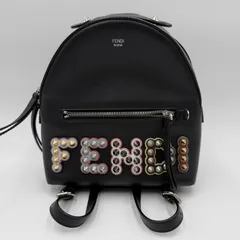 FENDI（フェンディ）ロゴスタッズ ミニバックパック リュック ブラック レザー マルチカラーロゴ シルバー金具 レディース【中古】のサムネイル