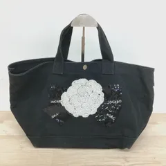 INGEBORG インゲボルグ カメリア リボン スパンコール トートバッグ/ハンドバッグ キャンバス ブラック/黒 レディース[OE00155]のサムネイル