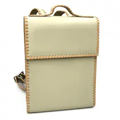 Paul Smith（ポールスミス）レザー バックパック リュックサック ベージュ オレンジステッチ フラップ レディース【中古】のサムネイル
