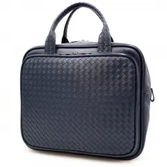 BOTTEGA VENETA（ボッテガ・ヴェネタ）イントレチャート ブリーフケース ビジネスバッグ ネイビー レザー メンズ イタリア製 【中古】のサムネイル