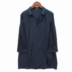 アツロウタヤマ ATSURO TAYAMA 異素材切替 スキッパー チュニック シャツ ネイビー 紺 36のサムネイル