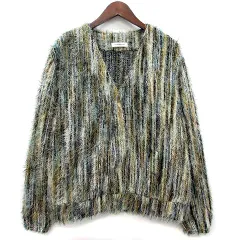 フリークスストア FREAKS STORE リラックスフィット シャギーニット マルチストライプ カーディガン グリーン M 1035248900830のサムネイル