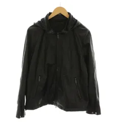 ジョセフオム JOSEPH HOMME レザージャケット フード付き 羊革 アウター 48 黒 ブラック 長袖 ジップポケット LWJHKW0204 /YMのサムネイル