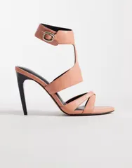 エイソス レディース シューズ サンダル ヒール ASOS DESIGNation caged higheel sandals in peach ピーチのサムネイル