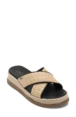 ダナ キャラン ニューヨーク レディース シューズ ヒール サンダル DKNY Berris Cross Band Slide Sandal Natural Black ブラックのサムネイル