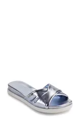 ダナ キャラン ニューヨーク レディース シューズ ヒール サンダル DKNY Jezebel Slide Sandal Metallic Blue ブルーのサムネイル