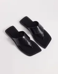 エイソス レディース シューズ サンダル ASOS DESIGN Feline square toe sandals Black ブラックのサムネイル