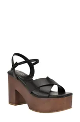 ゲス レディース シューズ ヒール プラットフォーム サンダル アンクル GUESS Qeelin Ankle Straplatform Sandal Black ブラックのサムネイル