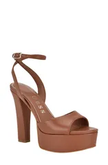 ゲス レディース シューズ ヒール プラットフォーム サンダル アンクル GUESS Hitten Ankle Straplatform Sandal Medium Brown ブラウンのサムネイル