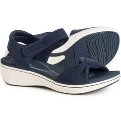 クラークス レディース シューズ サンダル アンクル Clarks Breeze Rae Sarankle Strap Sandals For Women Navy Textile ネイビーのサムネイル