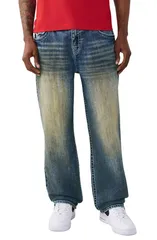 トゥルーレリジョン メンズ ボトムス デニムパンツ ジーンズ True Religion Bobby Big T Baggy Jeans Chainlink Distress Dark Washのサムネイル