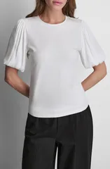 ダナ キャラン ニューヨーク レディース トップス シャツ DKNY Mixed Media Top White ホワイトのサムネイル