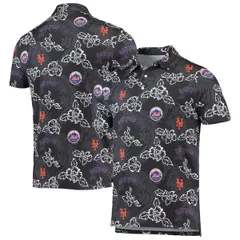 レインスプーナー メンズ トップス ポロシャツ Mens Reyn Spooner Black New York Mets Performance Polo Black ブラックのサムネイル