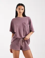 フリーピープル レディース トップス Tシャツ Free People staycation boxy fitshirt in elderberry tea part of a set ELDERBEのサムネイル