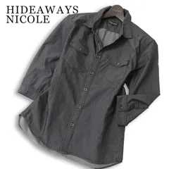 HIDEAWAYS NICOLE ハイダウェイ ニコル 春夏★ 七分袖 ストレッチ スリム ワーク デニム シャツ Sz.50 メンズ 灰 グレーのサムネイル