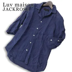 Luv maison JACKROSE ジャックローズ 春夏★ リネン 七分袖 ドット スリム シャツ Sz.44 メンズ 紺 ネイビーのサムネイル