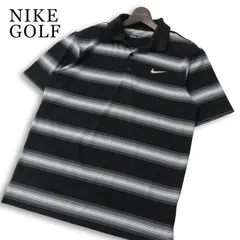NIKE GOLF ナイキ ゴルフ 春夏 DRI-FIT ロゴプリント★ 半袖 ボーダー ストレッチ ポロシャツ Sz.M メンズ 黒のサムネイル