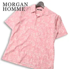 MORGAN HOMME モルガン オム 春夏★ 半袖 レーヨン 総柄 花柄 アロハ シャツ Sz.M位 メンズのサムネイル
