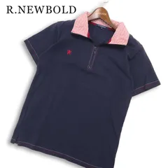 R.NEWBOLD ポールスミス 春夏★ 襟切替 半袖 ハーフジップ 鹿の子 ロゴ刺繍 ポロシャツ Sz.M メンズ 紺 ネイビーのサムネイル