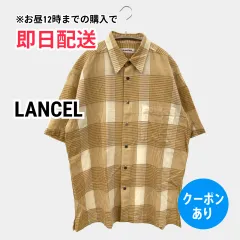 LANCEL ランセル シャツ/ブラウス ベージュ コットン リネン・麻 チェック柄 ミドル丈 半袖 レギュラーカラー メンズのサムネイル