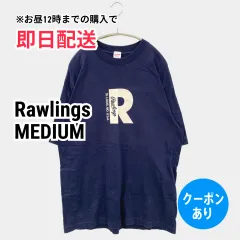 Rawlings ローリングス Tシャツ/カットソー MEDIUM ネイビー 前面プリント ブランドロゴ ロング丈 半袖 クルーネック(丸首) メンズ レディースのサムネイル