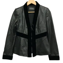 EMPORIOARMANI(エンポリオアルマーニ) ジャケット サイズEU 40 レディース美品  - 黒 長袖/レザー/ベロア/ジップアップ/秋のサムネイル