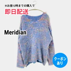 Meridian メリディアン ニット/セーター ブルー ニット フェイクファー その他総柄 ミドル丈 長袖 Vネック レディースのサムネイル
