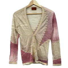 MISSONI(ミッソーニ) カーディガン サイズ38 S レディース - ベージュ×ピンク 長袖のサムネイル
