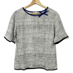 PAULEKA(ポールカ) 半袖カットソー サイズ36 S レディース美品  - 白×黒×ネイビー クルーネック/リボンのサムネイル