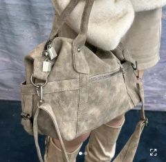 Avery Suede Crossbody Bag, Beige/Gray-Brown