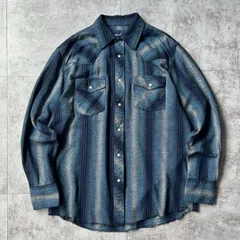 〜00's "Wrangler" Shadow Stripe Light Flannel Western Shirt / 〜2000年代 "ラングラー" シャドーストライプ ライトフランネル ウエスタンシャツのサムネイル