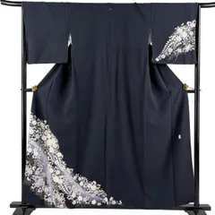 付下げ 身丈157.5cm 裄丈66cm M 袷 翠山工房 やまと 落款 辻が花 金銀彩 ぼかし 墨色 正絹 名品 一つ紋 【中古】のサムネイル