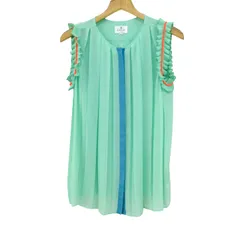 ランバンオンブルー ブラウス シャツ トップス ノースリーブ プリーツ レディース 38サイズ グリーン LANVIN en Bleu 【中古】のサムネイル
