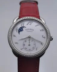 美品 保証書付き エルメス HERMES アルソー プティット リュンヌ AR7M.531 ムーンフェイズ デイト SS ダイヤベゼル メンズ 自動巻き 腕時計のサムネイル