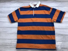CANTERBURY カンタベリー トラッド スポーツ 太ボーダー 半袖 ラガーシャツ オレンジ L メンズ コットン60% ポリエステル40%のサムネイル