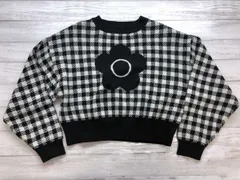 マリークヮント パブリュクス MARY QUANT PUBLUX コラボ トラッド ギンガムチェック 長袖 ジャガードニット セーター 黒 レディースのサムネイル