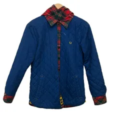 FRED PERRY(フレッドペリー) ブルゾン サイズS レディース - ブルー×レッド×マルチ 長袖/チェック柄/リバーシブル/フード取り外し可/秋のサムネイル