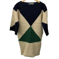 stellamccartney(ステラマッカートニー) 長袖セーター サイズ38 L レディース - ベージュ×ダークネイビー×グリーン ロング丈のサムネイル