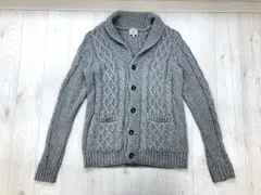 ユナイテッドアローズ UNITED ARROWS green label relaxing ケーブル編み 綿麻 ショールカラー 長袖 ニット セーター グレー M メンズのサムネイル