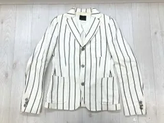 ドゥーズィエム クラス Deuxieme Classe トラッド マニッシュ ストライプ テーラードジャケット 白 36 レディース コットン混合 背抜きのサムネイル