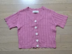 ニット半袖クロップドカーディガン（着用画像）のサムネイル
