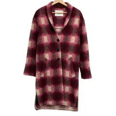 イザベルマランエトワール コート サイズ34 S レディース美品  - ピンク×アイボリー×ボルドー 長袖/MARANT ETOILE/チェック柄/冬のサムネイル