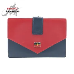 Roberta di Camerino ロベルタ ディ カメリーノ ヴィンテージ レッド ネイビー レザー 折財布 コンパクトウォレット がま口 405219【中古】のサムネイル