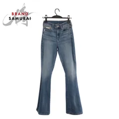美品 Calvin Klein カルバンクライン High Rise Flare サイズ24 ライトブルー シルバー金具 コットン デニムパンツ 602097【中古】のサムネイル