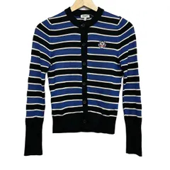 KENZO(ケンゾー) カーディガン サイズXS レディース美品  - 黒×ブルー×白 長袖/ボーダーのサムネイル