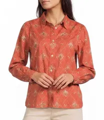 ペンドルトン レディース トップス シャツ プリント Pendleton Winonadobe Lattice Print Point Collar Long Sleeve Shirt Adobe Lのサムネイル