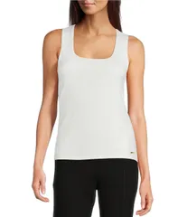 カルバンクライン レディース トップス タンクトップ ジャージー Calvin Klein Matte Jersey Scoop Neck Tank Eggshellのサムネイル