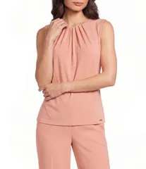 カルバンクライン レディース トップス タンクトップ ノースリーブ ニット ジャージー Calvin Klein Knit Jersey Cowl Neck Sleeveless Top Desertのサムネイル