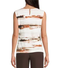 カルバンクライン レディース トップス タンクトップ クルーネック プリント ノースリーブ ニット ジャージー Calvin Klein Knit Jersey Print Crew Neck Sleのサムネイル